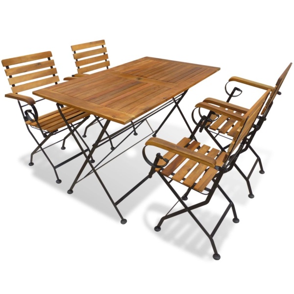 Set Mobilier De Exterior Pliabil 5 Piese Lemn Masiv De Acacia 43730